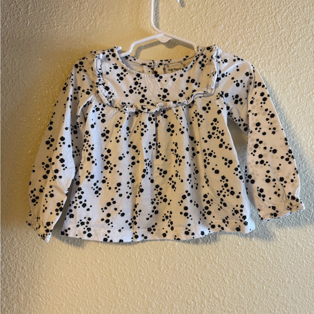 Carter's White and Black Floral Long Sleeve Top